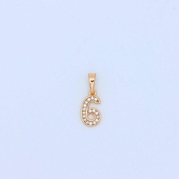 "Rose Gold Number 6 Pendant with Crystals – 18K Gold Plated Charm, XPPT1346 - Picture 8 of 13